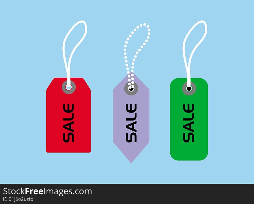 Vector ilustrations Sales Tags isolated on blue beckgraund