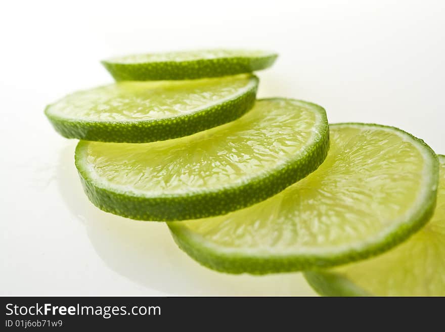 Several slices of lime fruit