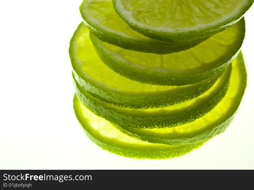 Several slices of lime fruit