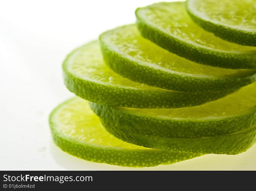 Several slices of lime fruit