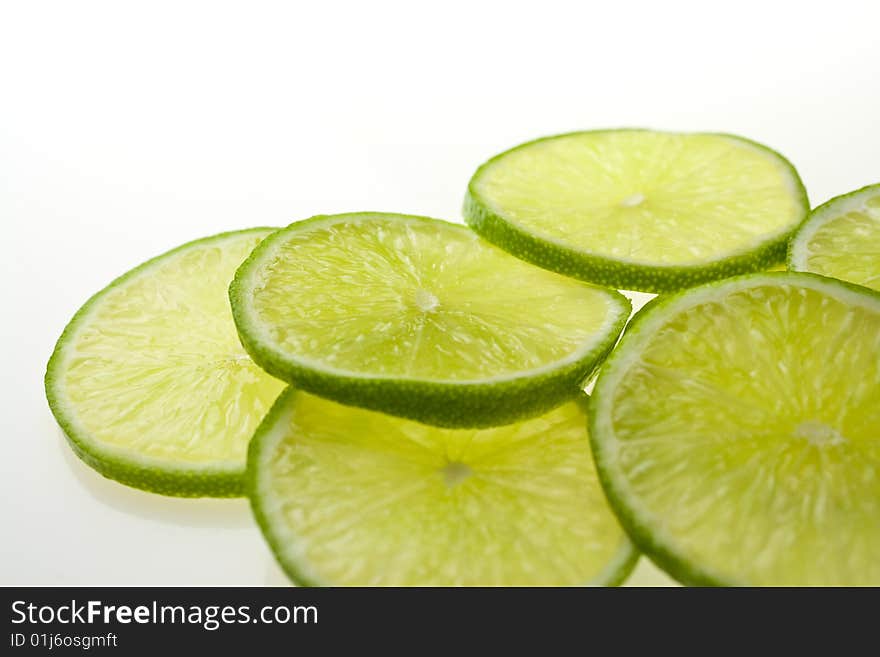 Several slices of lime fruit