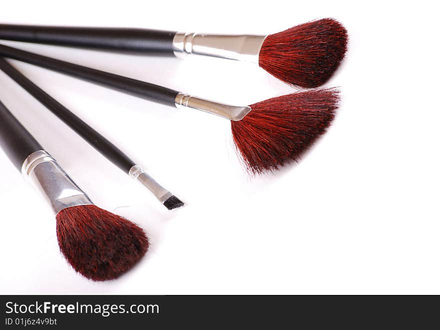 Cosmetic brushes for a make-up, various width and used for the various purposes.