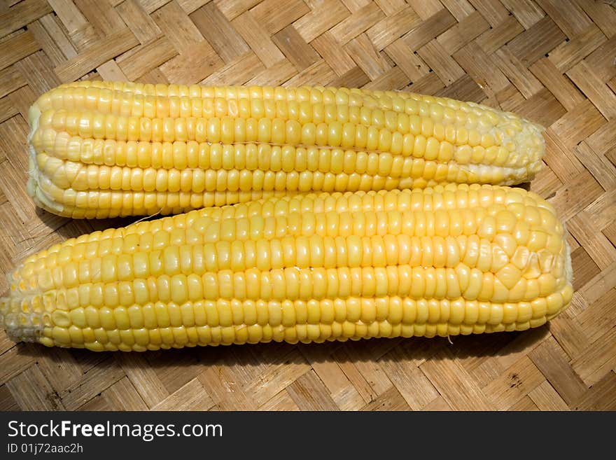 Corn On Bamboo Tray