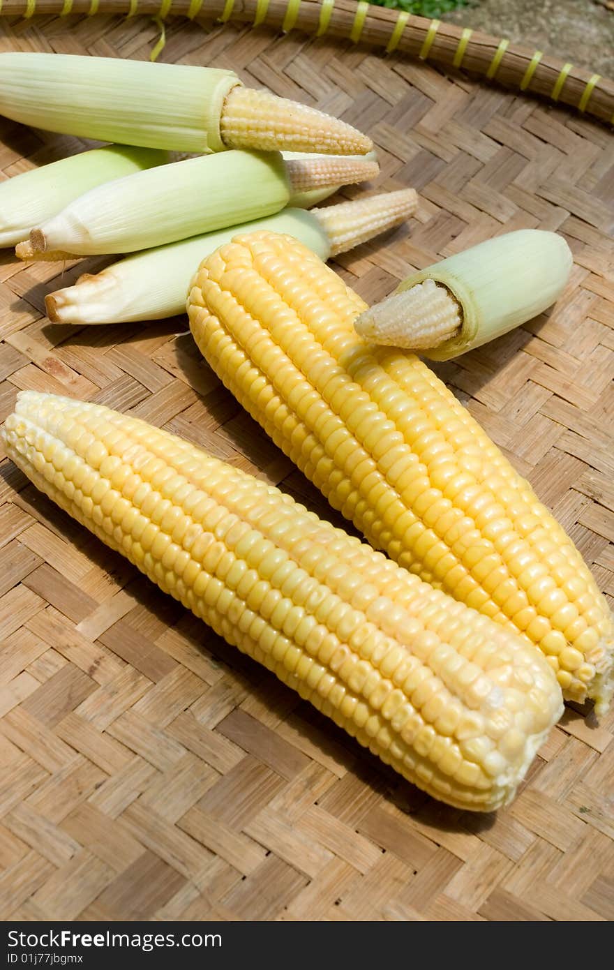 Corn On Bamboo Tray