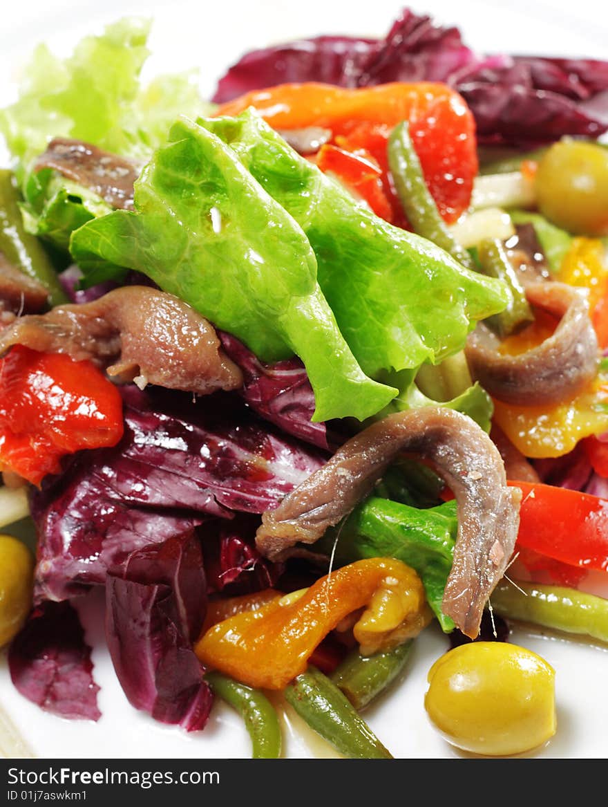 Salad with Anchovy and Marinaded Pepper