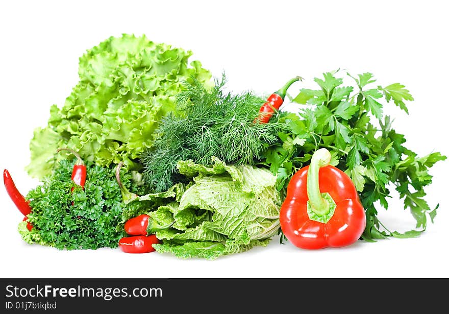 Vegetables isolated on white background