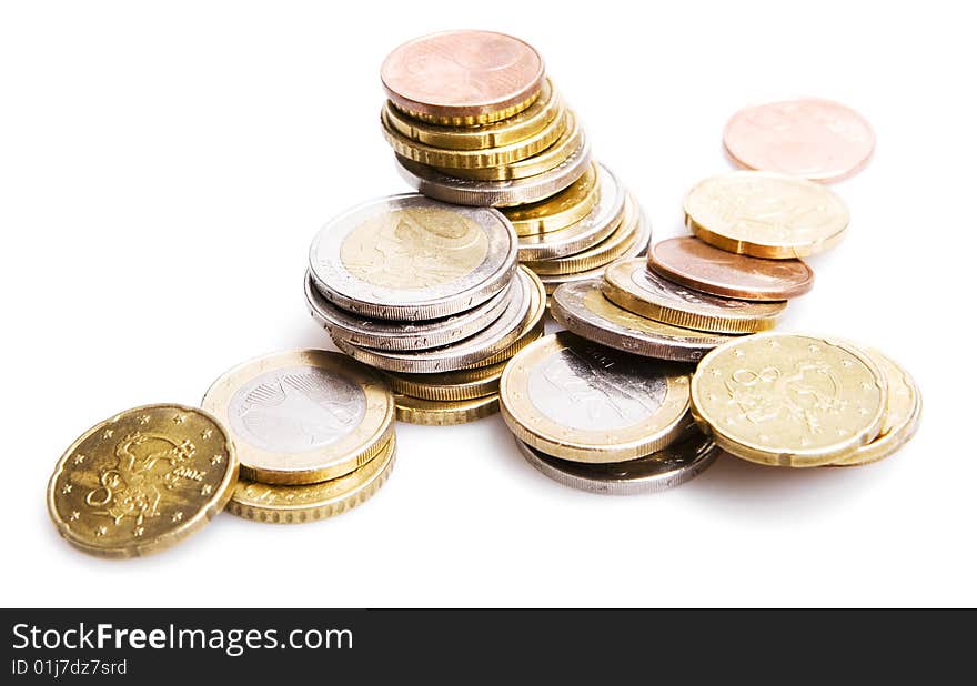 Euro coins isolated on white. Euro coins isolated on white.