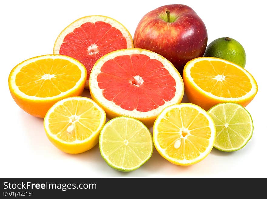 Mixed fruits isolated on a white