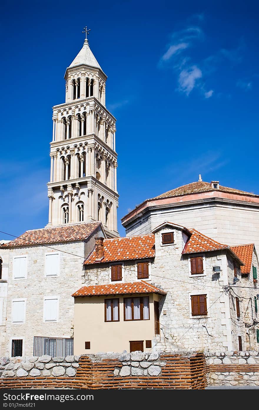 The bell tower of  The Cathedral of St. Duje in Split  is the city's main symbol