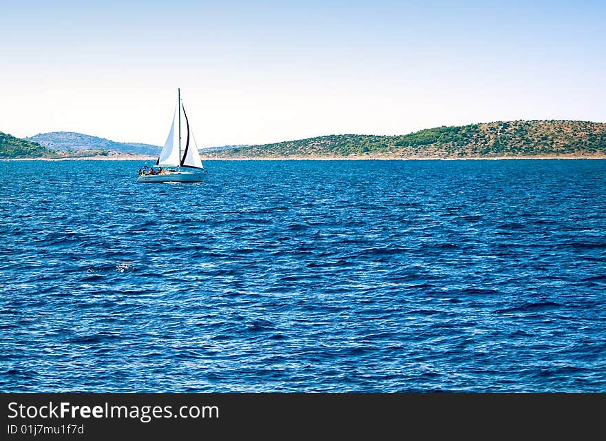 A sailboat in the Croatia. A sailboat in the Croatia