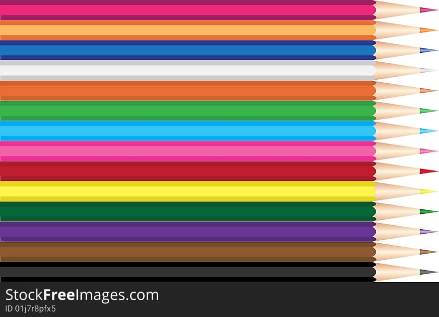 Colored crayons set as vector illustration. Colored crayons set as vector illustration
