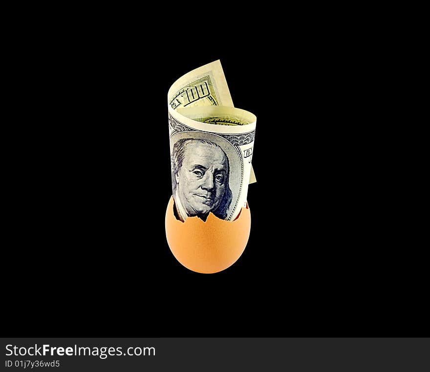 One Hundred Dollars In Egg On Black.