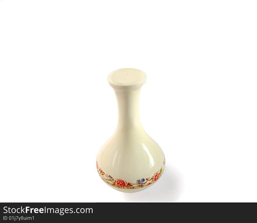 Porcelain Vase Isolated Over White.