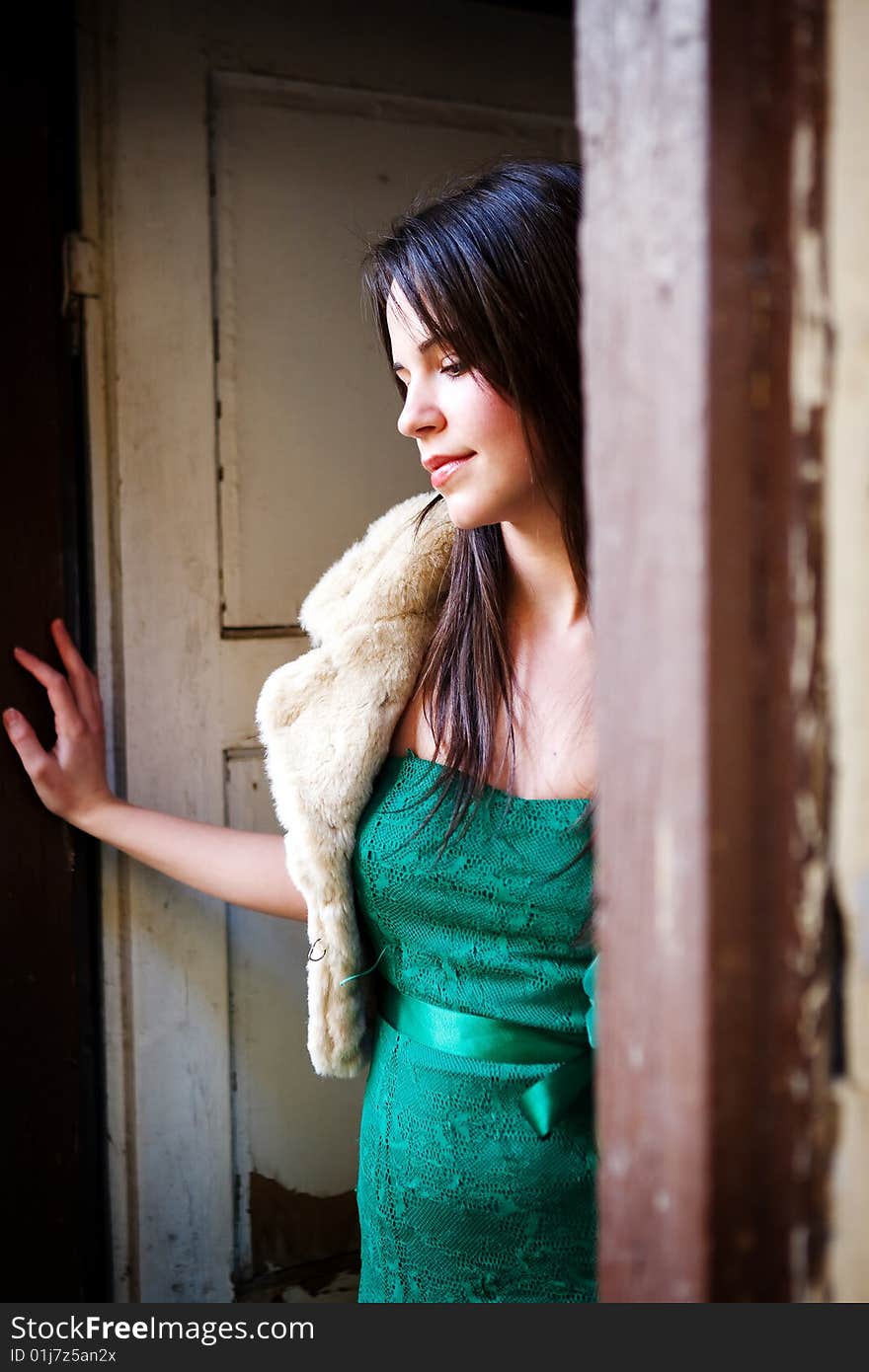 Young woman in cocktail dress