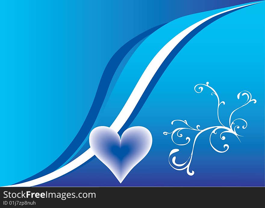 Blue abstract with heart; background vector