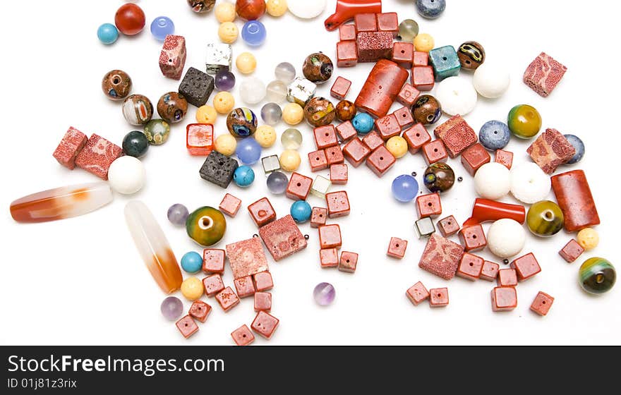 Jewellery making on a white background