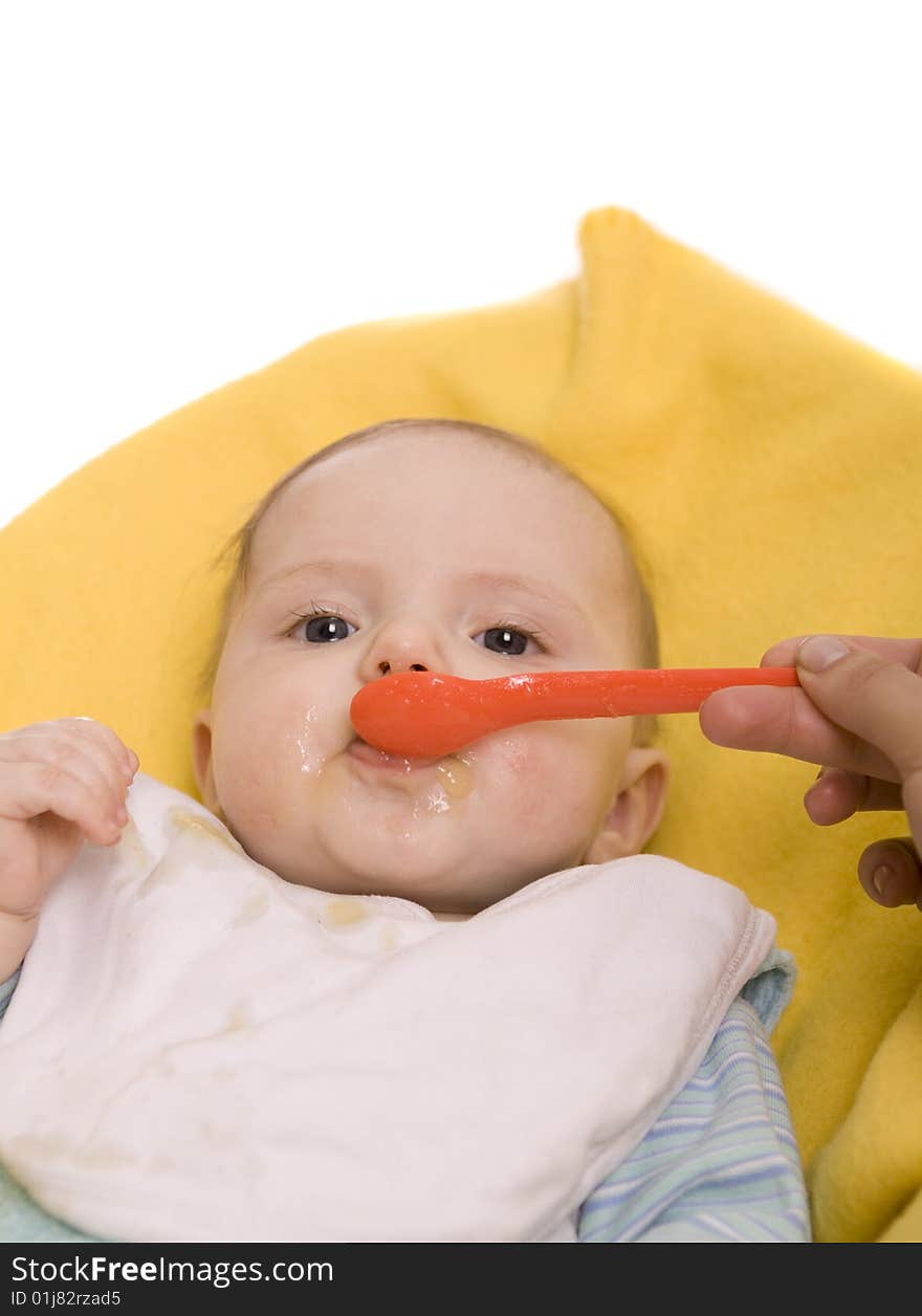 Eating baby on a white background