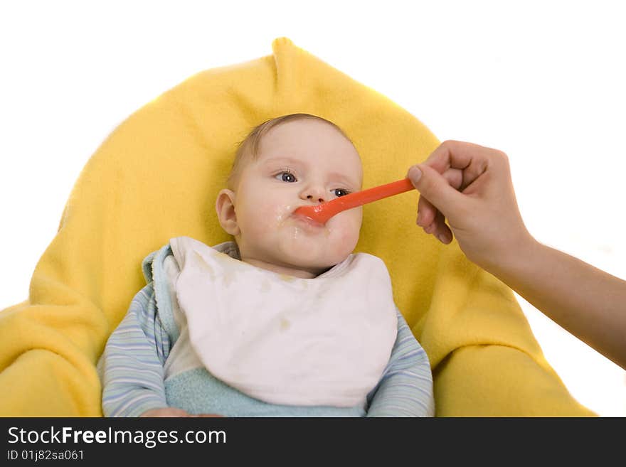 Eating baby on a white background