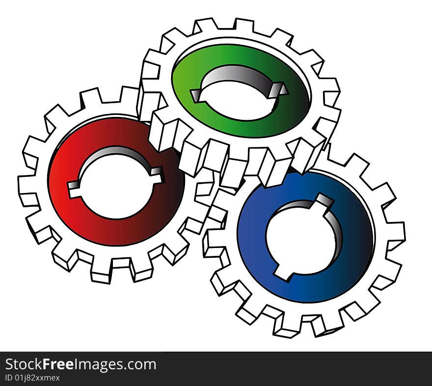 Cogwheels - isolated illustration on white