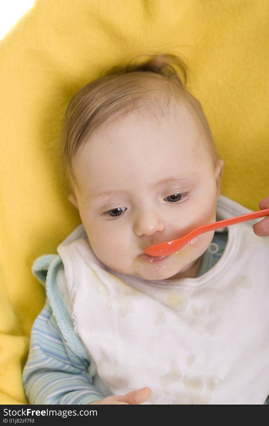 Eating baby on a white background