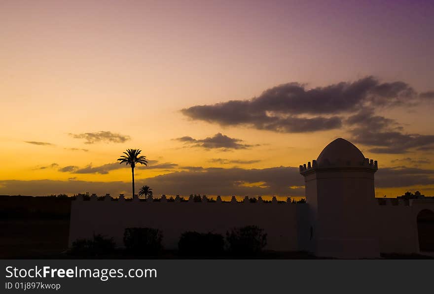 Sunset in Marrakesh city, Morocco