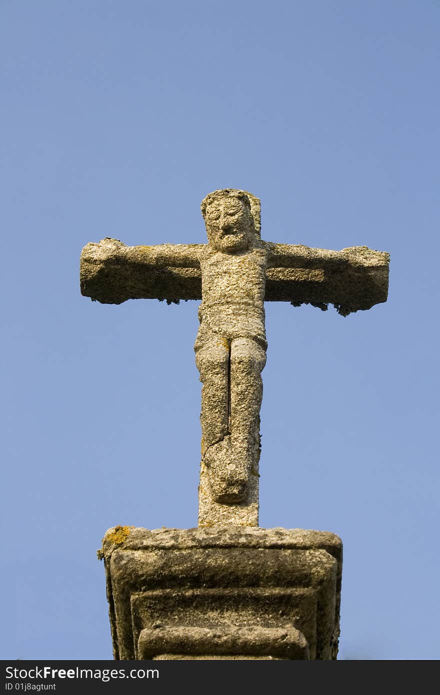 Church stone cross on a sunny day. Church stone cross on a sunny day