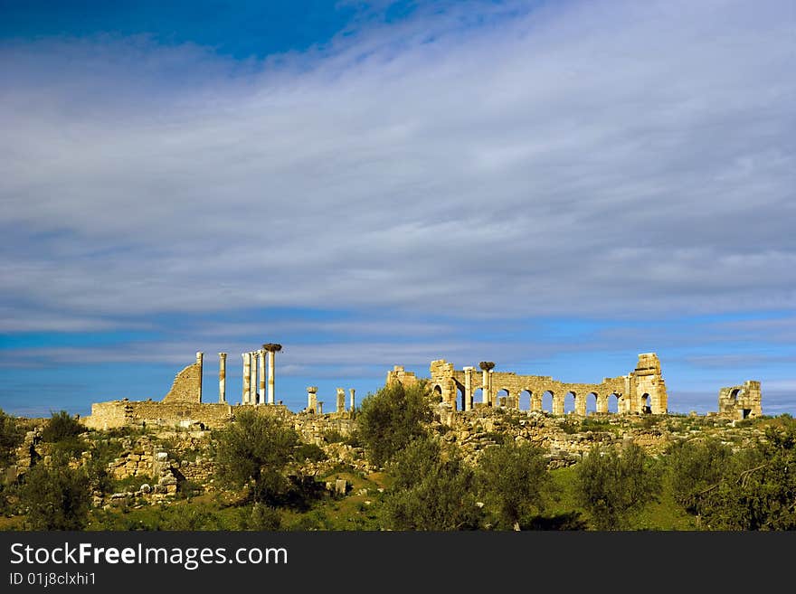 Ancient ruins in Volubilis, Morocco