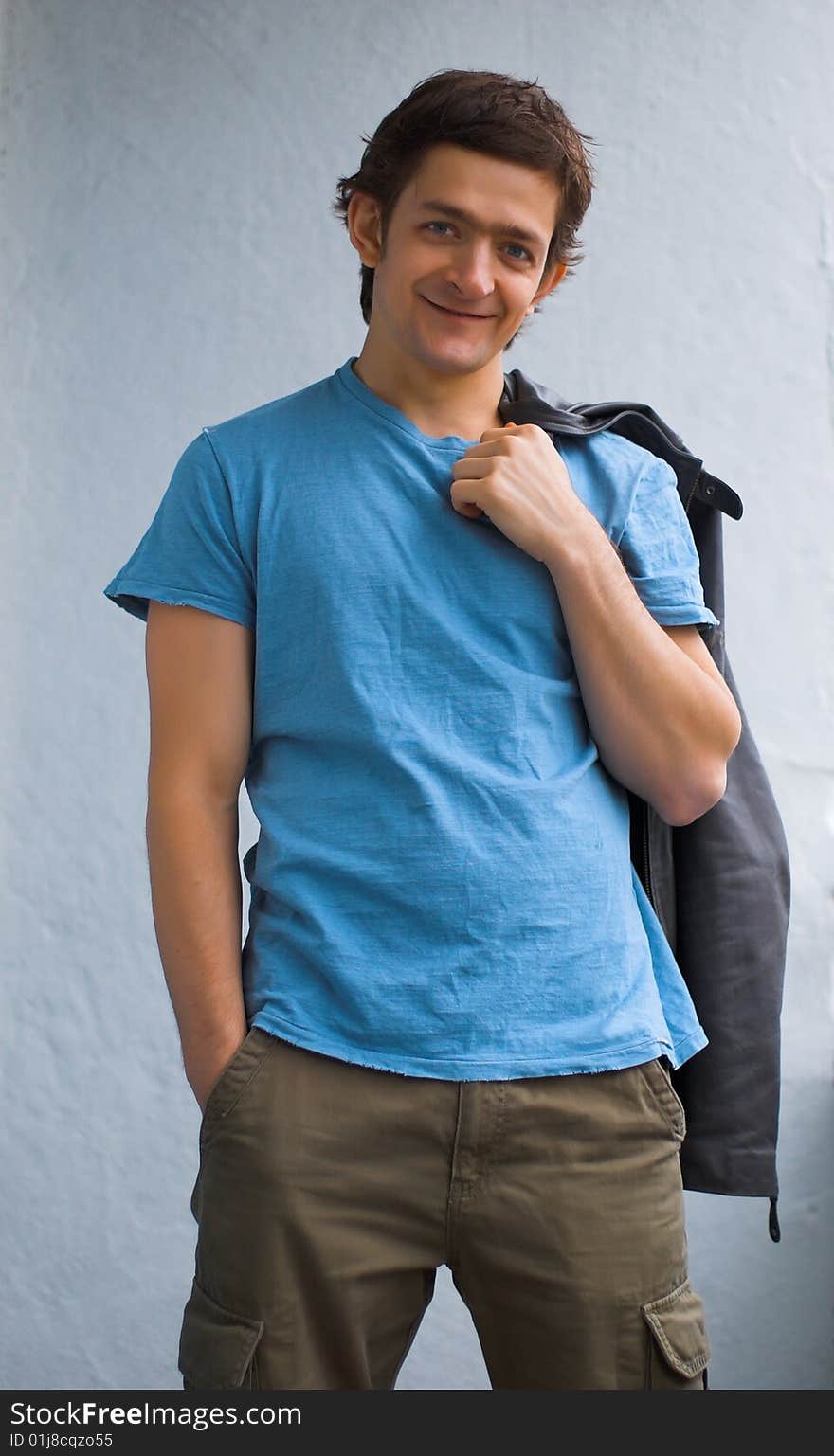 The young courageous person in a blue T-shirt. The young courageous person in a blue T-shirt.