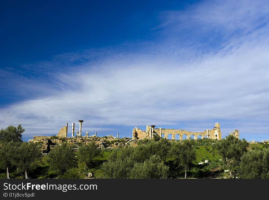 Ancient ruins in Volubilis, Morocco