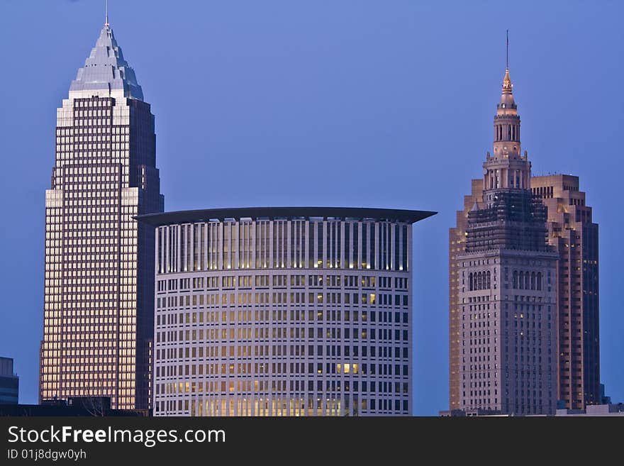 Skyline of Cleveland - evening time.