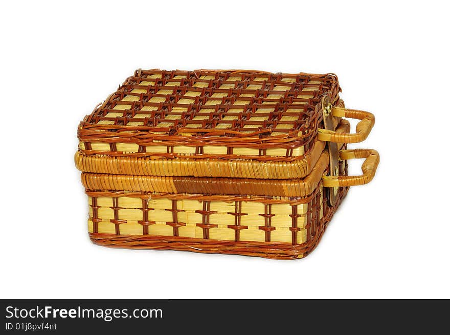 A wicker picnic handbasket for picnic needs