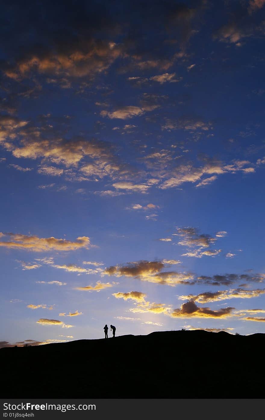 Evening sky, combustion of clouds, the distant shadows