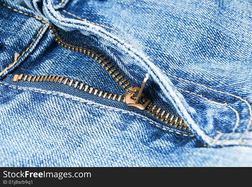 Zipper on jeans