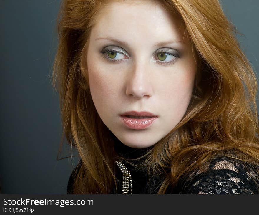 Portrait of beautiful girl with red hair. Portrait of beautiful girl with red hair