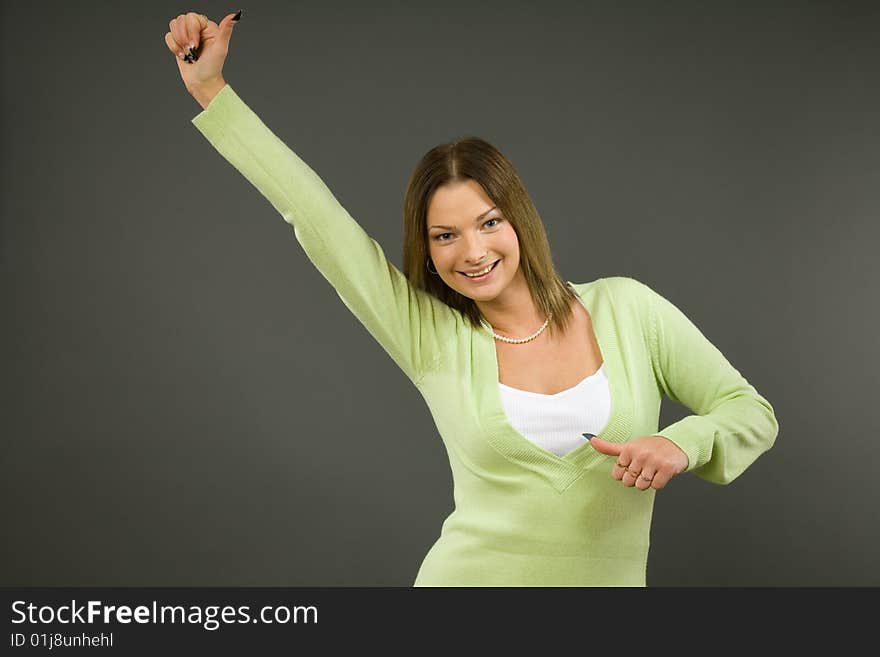 Photo of pretty creative woman portrait