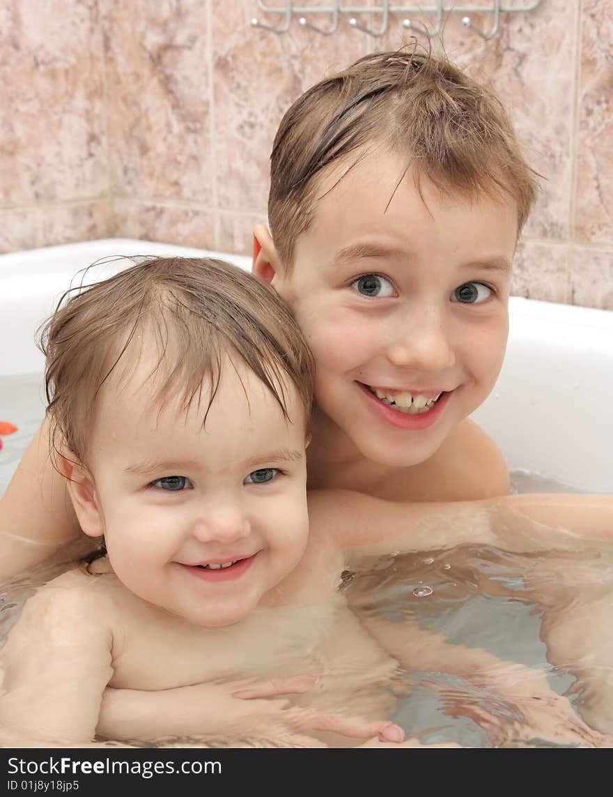 Children bathe in bathing