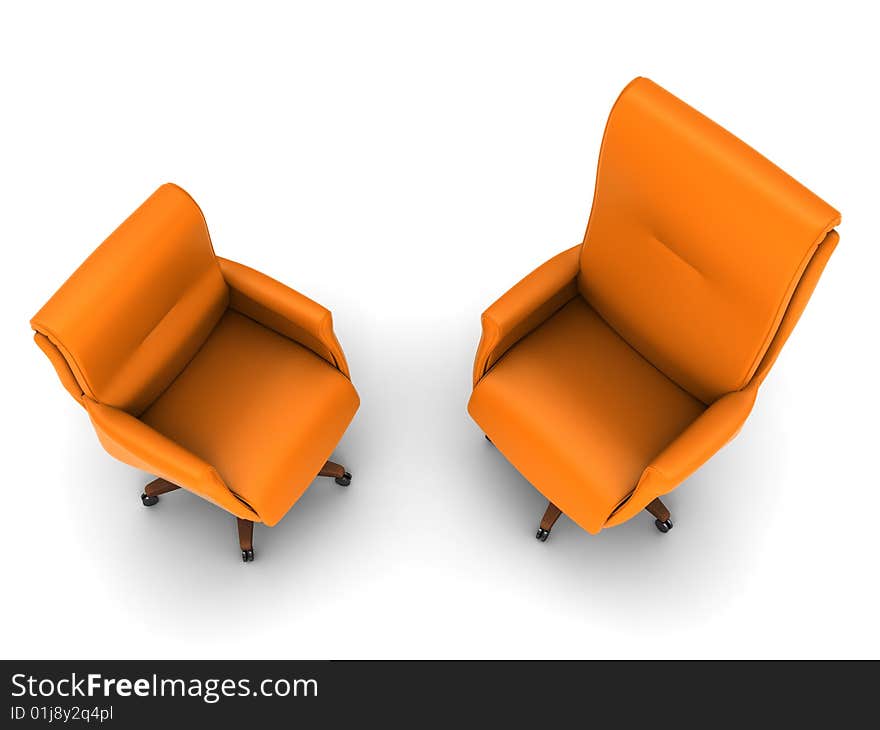 Orange office chair isolated on white background