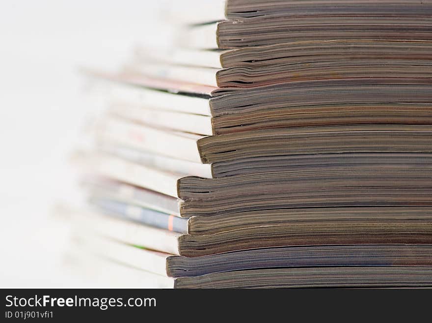 Various of magazines on the white background