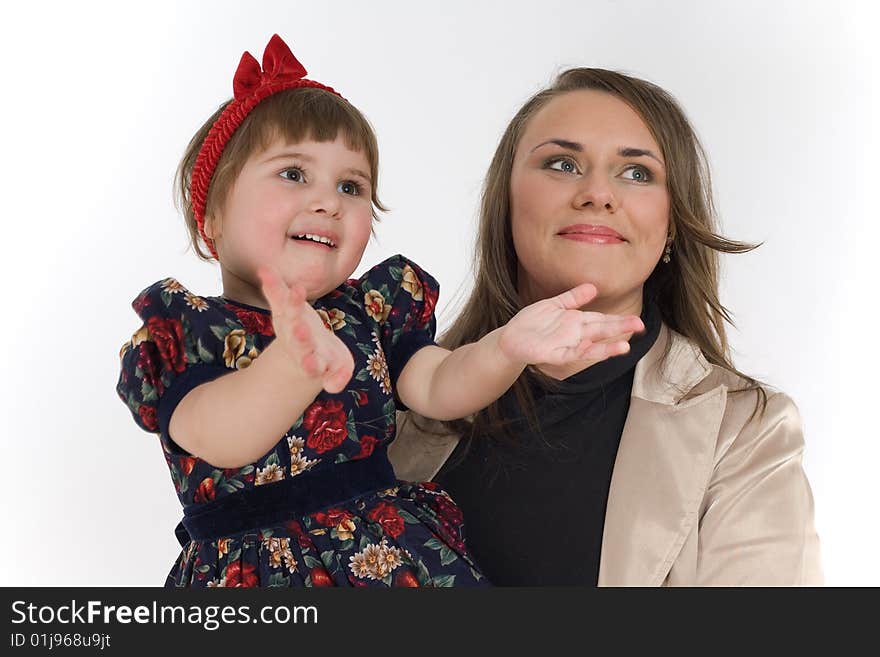 A photograph portrait young woman and kid