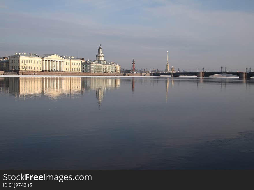 Winter Saint Petersburg view on Neva River