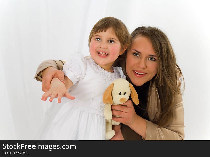 A photograph portrait young woman and kid