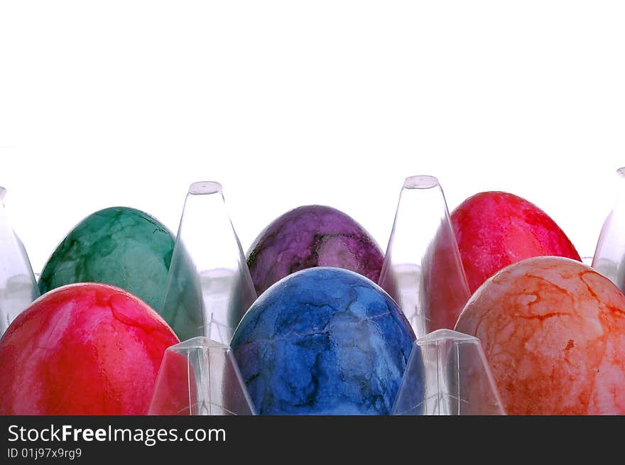 Colorful Easter Eggs in plastic box