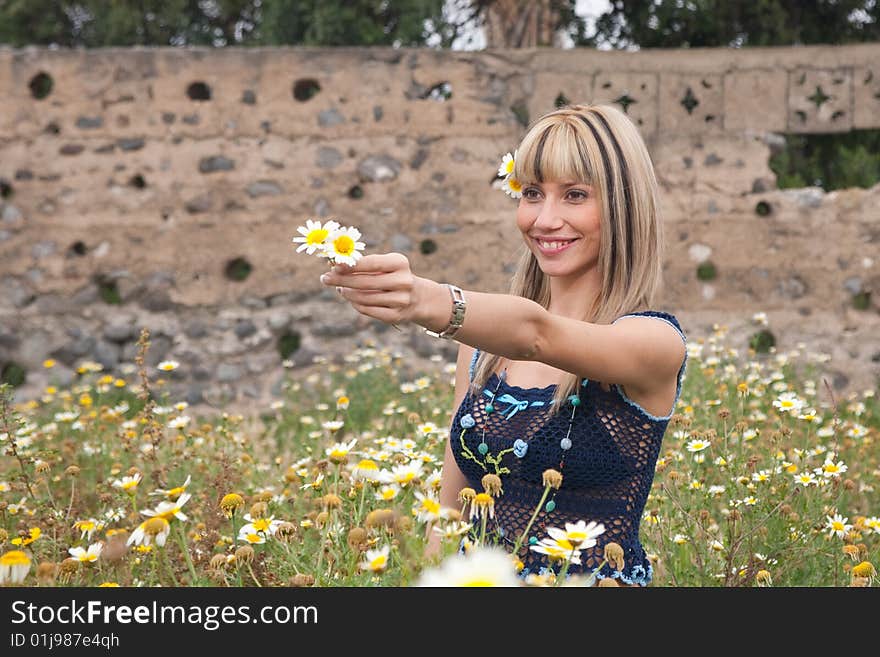 Woman And Flowers