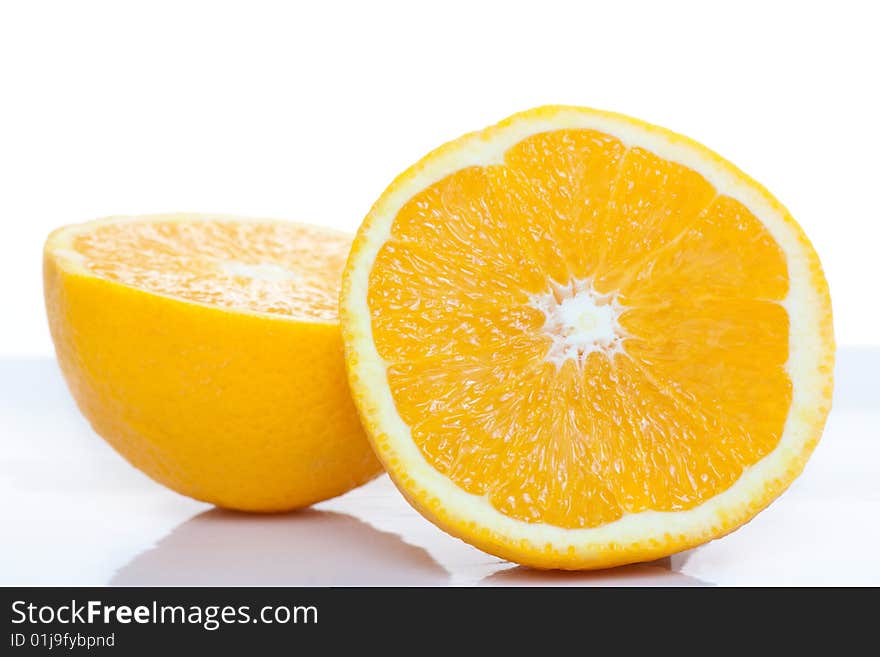 Orange on a white background.