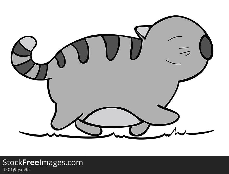 Vector of cartoon cat. Funny illustration. Vector of cartoon cat. Funny illustration.