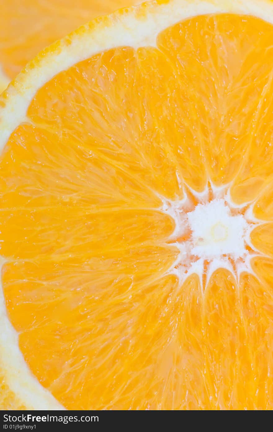 Orange on a white  background.