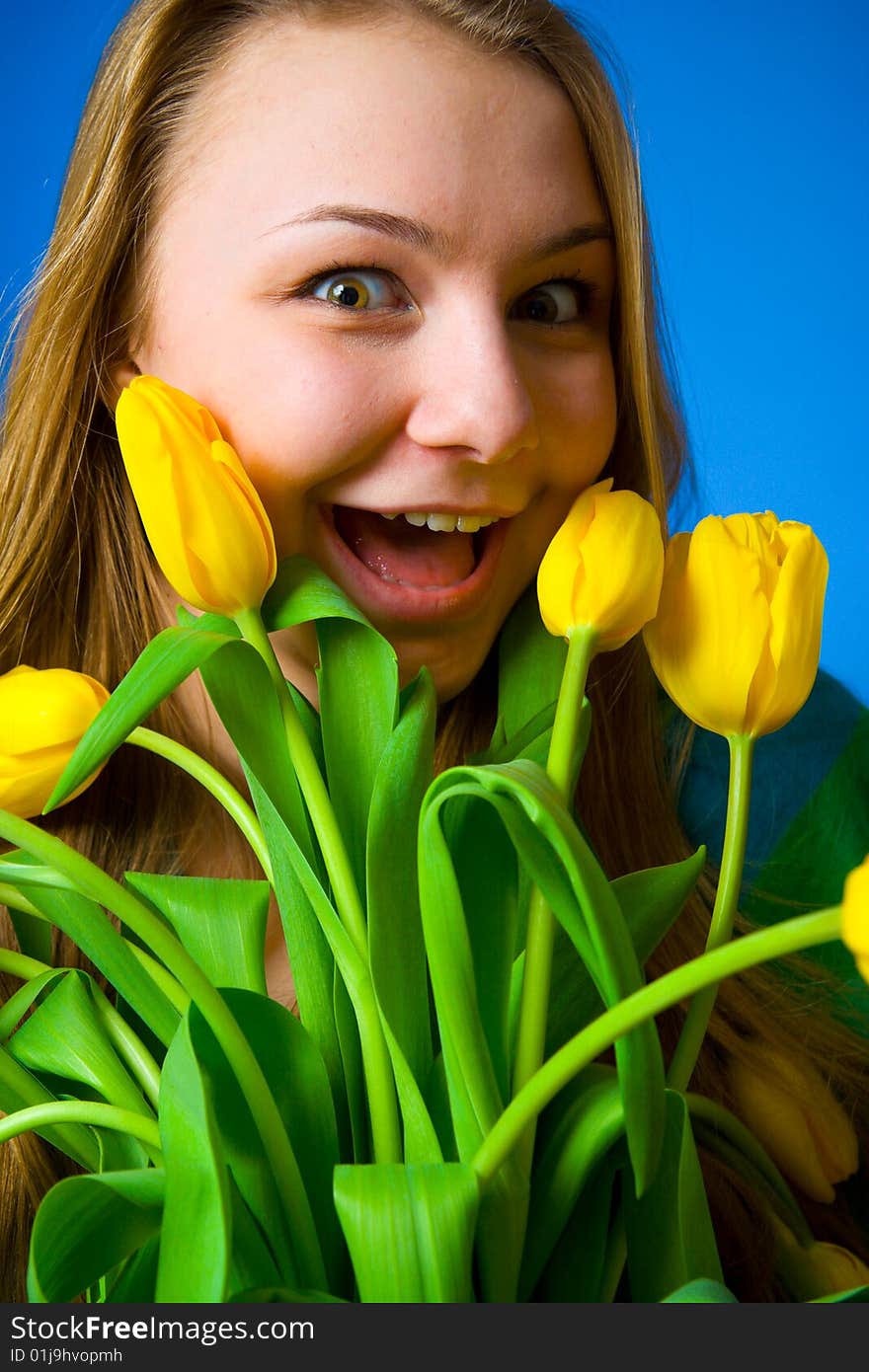 The Beautiful Girl With Tulips