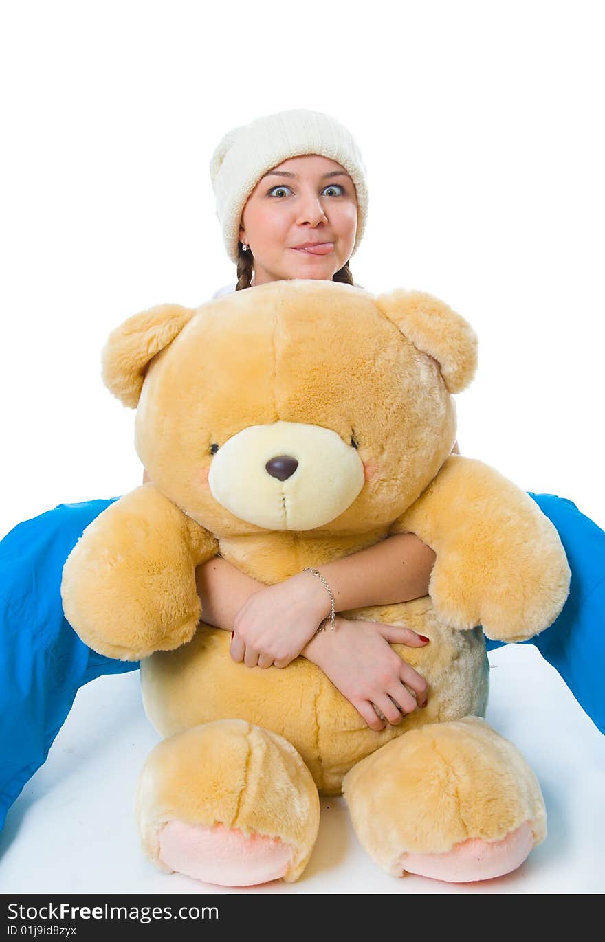 The young attractive girl isolated on a white background