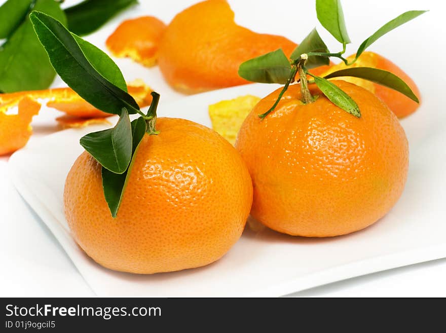 Fresh California tangerines isolated on white