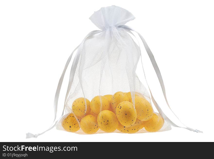 Bag of eggs isolated on a white background